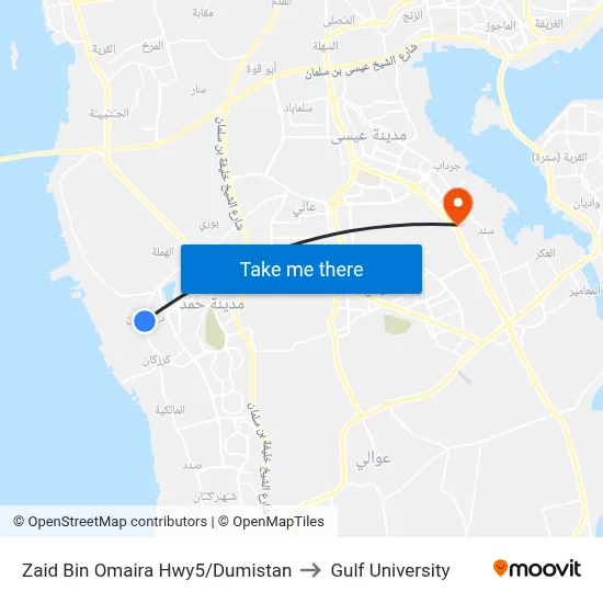 Zaid Bin Omaira Highway5/Dumistan to Gulf University map