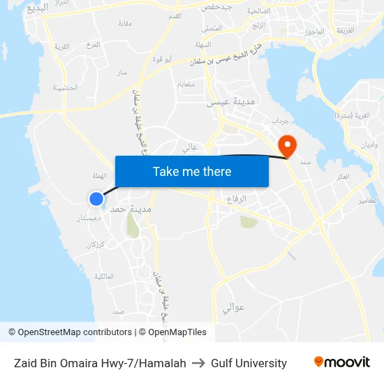 Zaid Bin Omaira Highway-7/Hamalah to Gulf University map