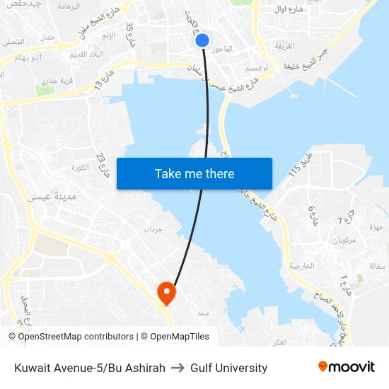Kuwait Avenue-5/Bu Ashirah to Gulf University map