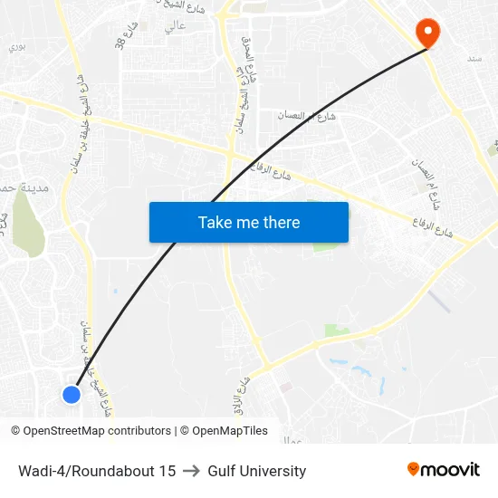 Wadi-4/Roundabout 15 to Gulf University map
