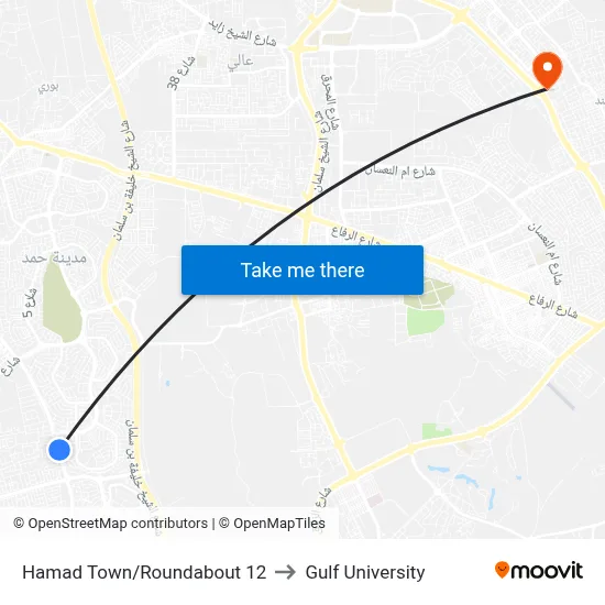 Hamad Town/Roundabout 12 to Gulf University map