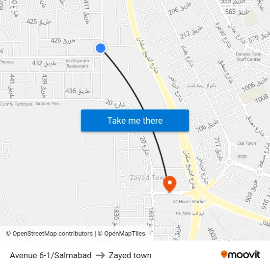 Avenue 6-1/Salmabad to Zayed town map