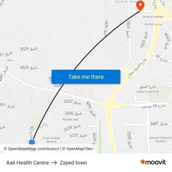 Aali Health Centre to Zayed town map