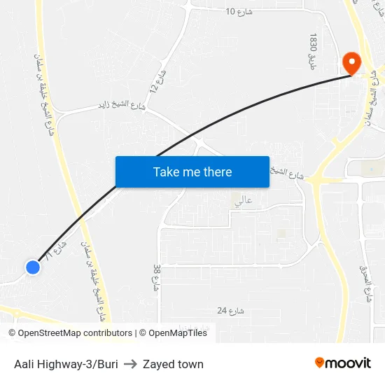 Aali Highway-3/Buri to Zayed town map