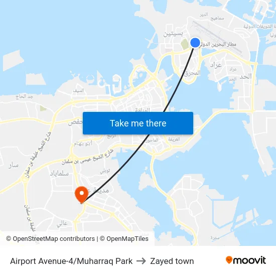 Airport Avenue-4/Muharraq Park to Zayed town map
