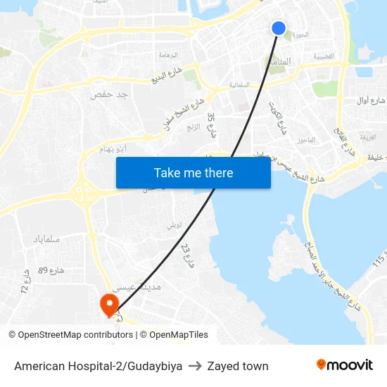 American Hospital-2/Gudaybiya to Zayed town map