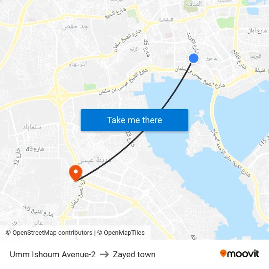 Umm Ishoum Avenue-2 to Zayed town map