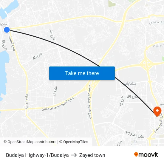 Budaiya Highway-1/Budaiya to Zayed town map
