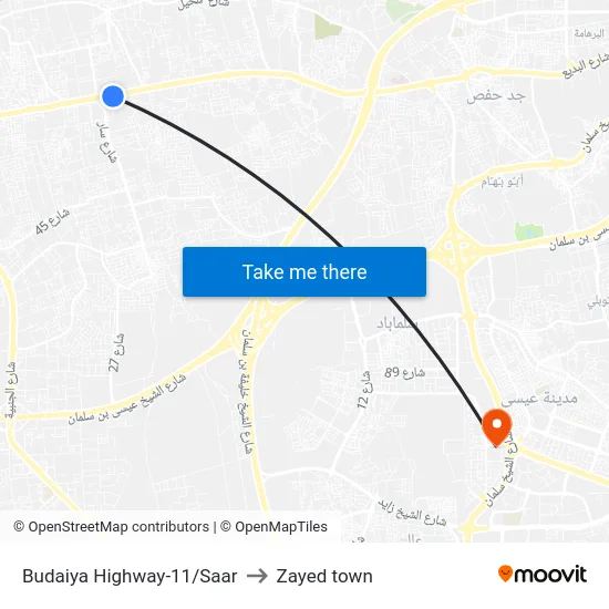 Budaiya Highway-11/Saar to Zayed town map