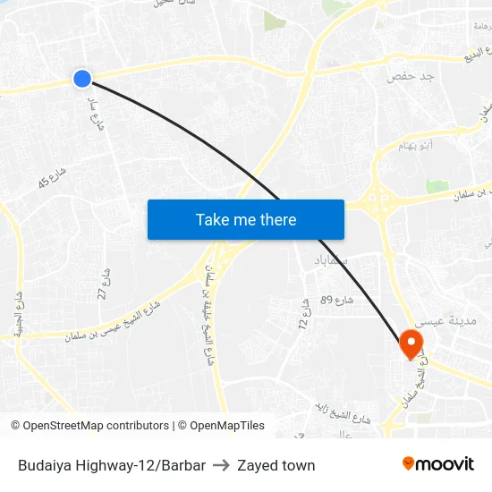 Budaiya Highway-12/Barbar to Zayed town map