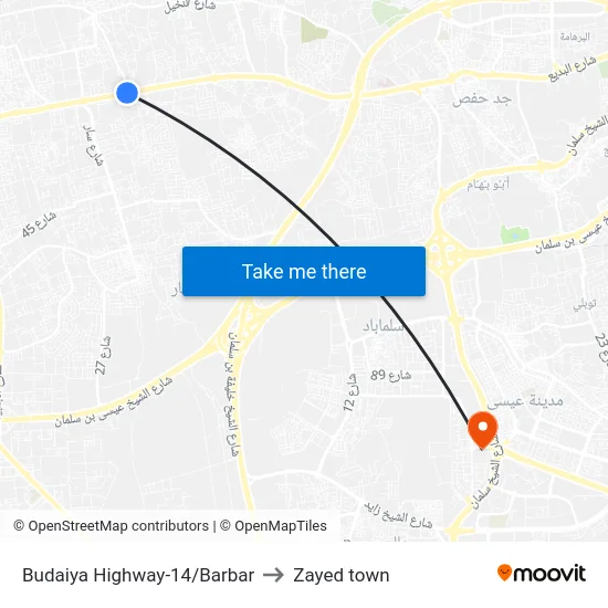 Budaiya Highway-14/Barbar to Zayed town map