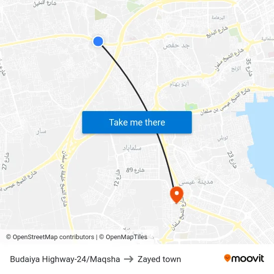 Budaiya Highway-24/Maqsha to Zayed town map