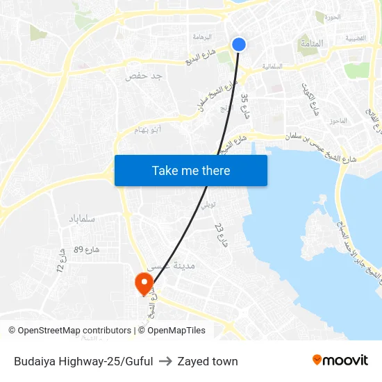 Budaiya Highway-25/Guful to Zayed town map