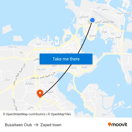 Busaiteen Club to Zayed town map