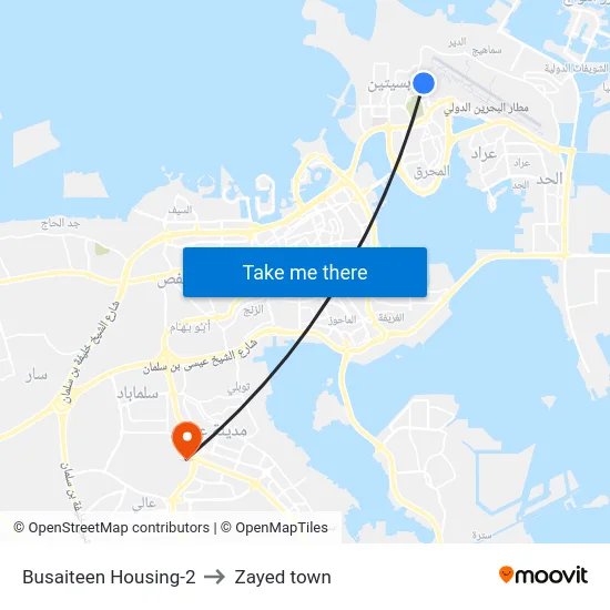 Busaiteen Housing-2 to Zayed town map