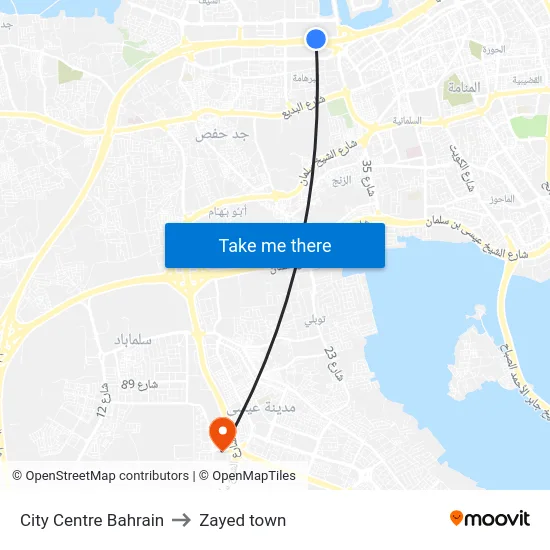 City Centre Bahrain to Zayed town map