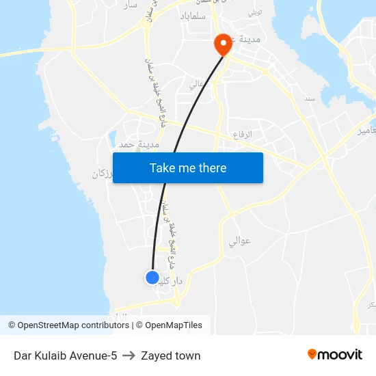 Dar Kulaib Avenue-5 to Zayed town map