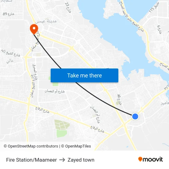 Fire Station/Maameer to Zayed town map