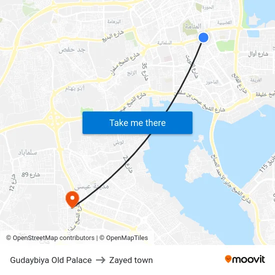 Gudaybiya Old Palace to Zayed town map