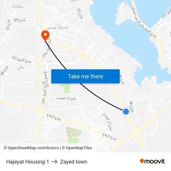 Hajeyat Housing-1 to Zayed town map