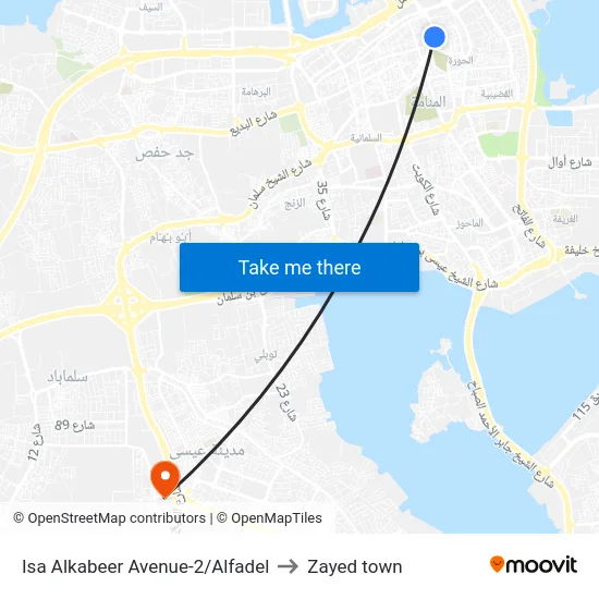 Isa Alkabeer Avenue-2/Alfadel to Zayed town map