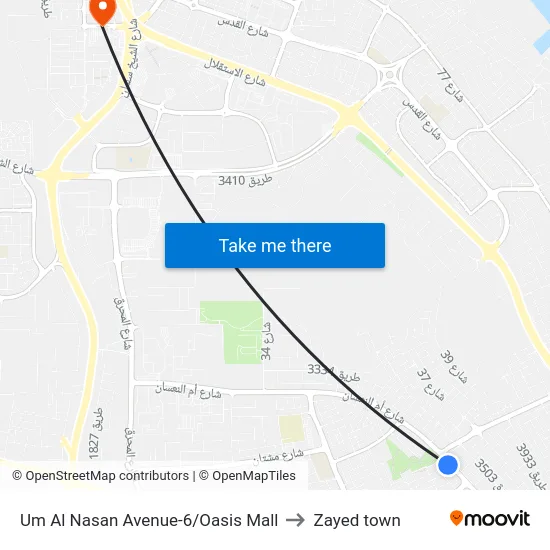 Um Al Nasan Avenue-6/Oasis Mall to Zayed town map