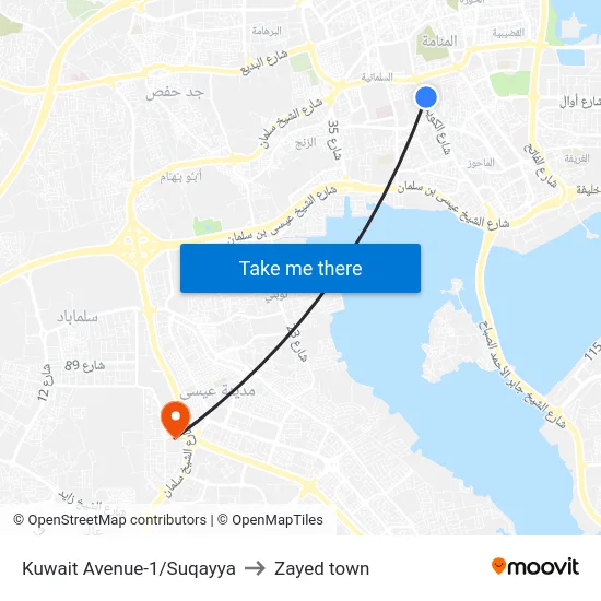 Kuwait Avenue-1/Suqayya to Zayed town map