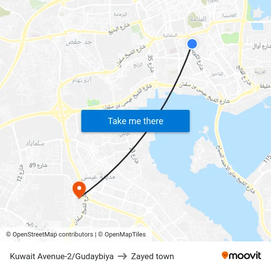Kuwait Avenue-2/Gudaybiya to Zayed town map