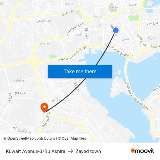 Kuwait Avenue-3/Bu Ashira to Zayed town map