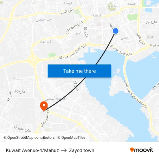 Kuwait Avenue-4/Mahuz to Zayed town map