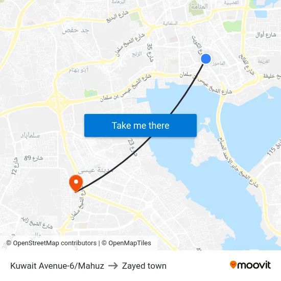Kuwait Avenue-6/Mahuz to Zayed town map