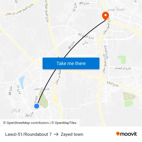 Lawzi-51/Roundabout 7 to Zayed town map
