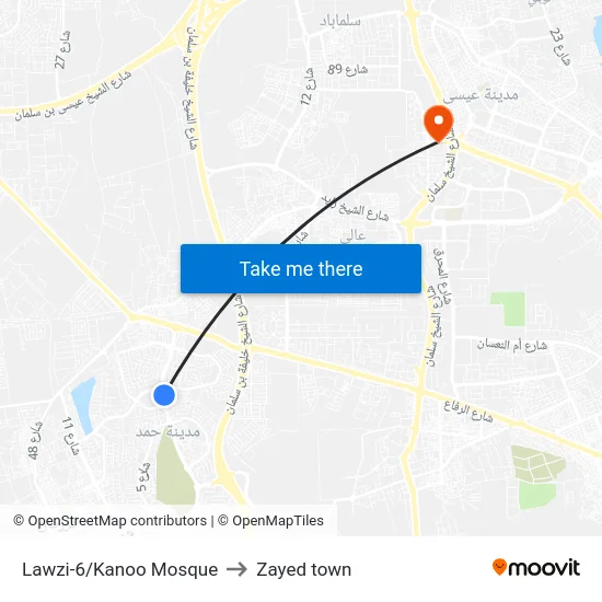 Lawzi-6/Kanoo Mosque to Zayed town map
