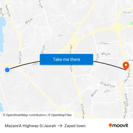Mazare'A Highway-3/Jasrah to Zayed town map