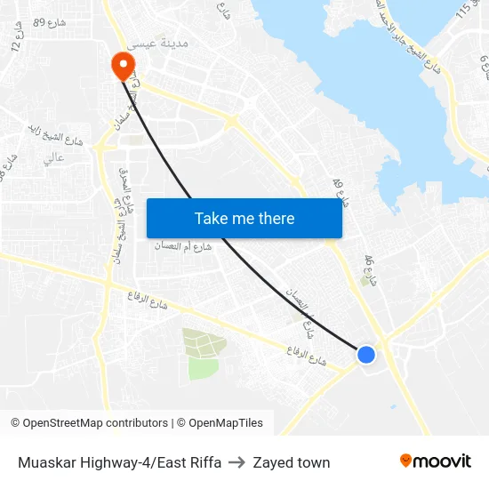Muaskar Highway-4/East Riffa to Zayed town map