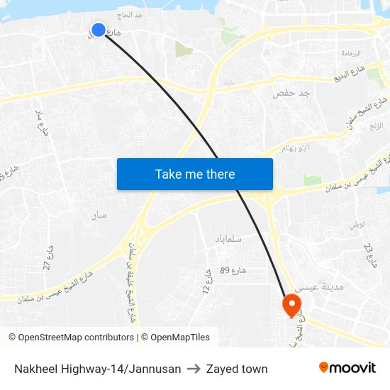 Nakheel Highway-14/Jannusan to Zayed town map
