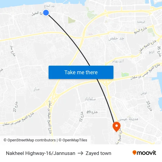 Nakheel Highway-16/Jannusan to Zayed town map