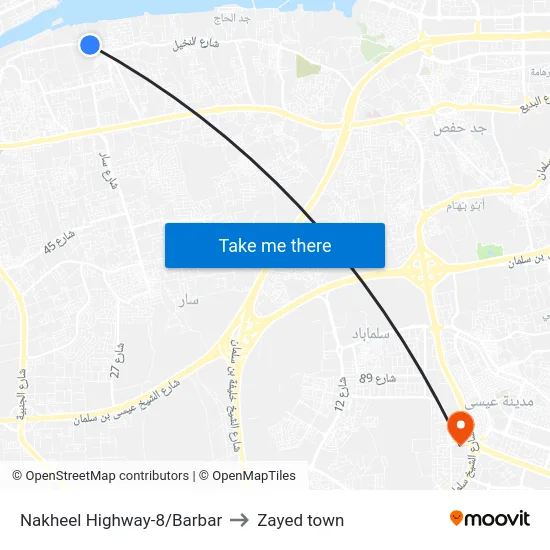Nakheel Highway-8/Barbar to Zayed town map