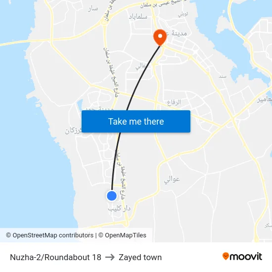 Nuzha-2/Roundabout 18 to Zayed town map