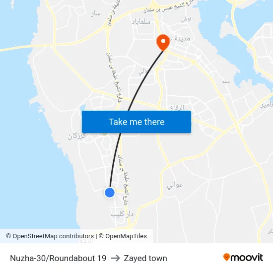 Nuzha-30/Roundabout 19 to Zayed town map