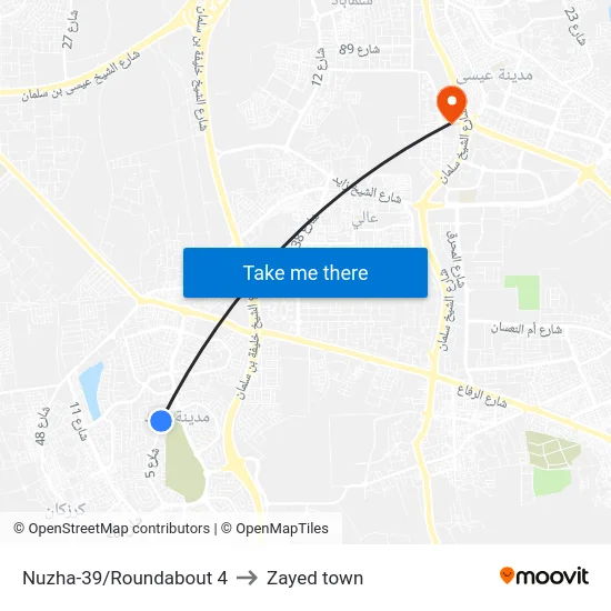 Nuzha-39/Roundabout 4 to Zayed town map