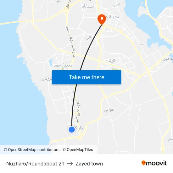 Nuzha-6/Roundabout 21 to Zayed town map