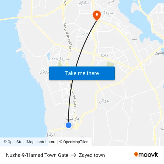 Nuzha-9/Hamad Town Gate to Zayed town map