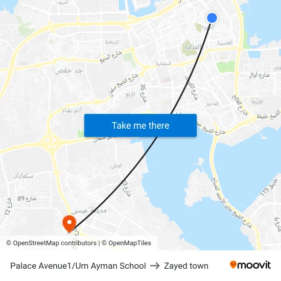 Palace Avenue1/Um Ayman School to Zayed town map