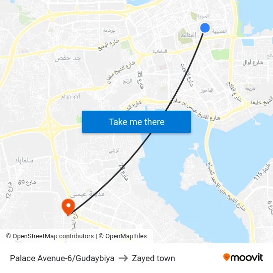Palace Avenue-6/Gudaybiya to Zayed town map