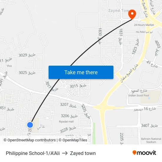 Philippine School-1/A'Ali to Zayed town map