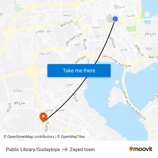 Public Library/Gudaybiya to Zayed town map