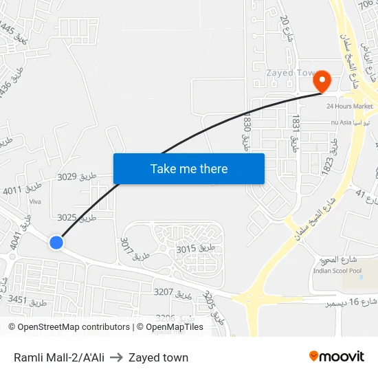 Ramli Mall-2/A'Ali to Zayed town map