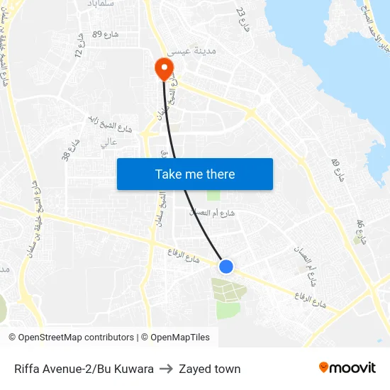 Riffa Avenue-2/Bu Kuwara to Zayed town map