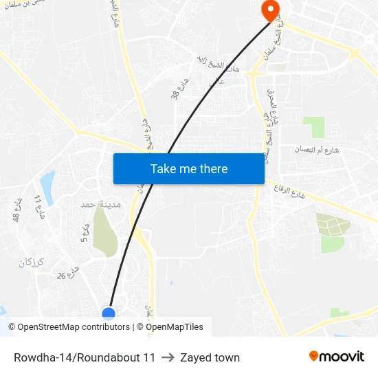 Rowdha-14/Roundabout 11 to Zayed town map